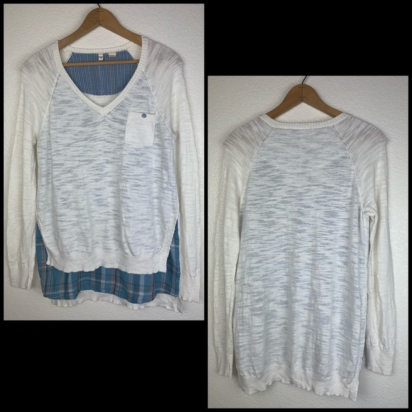 Anthro MOTH V-Neck Plaid Pullover Cardigan Sweater - Picture 3 of 10